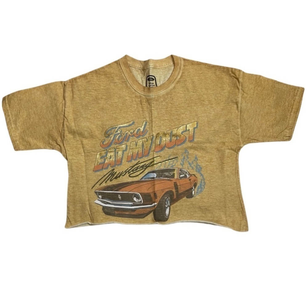 Ford Merch eat my dust mustang graphic women size med crop top.